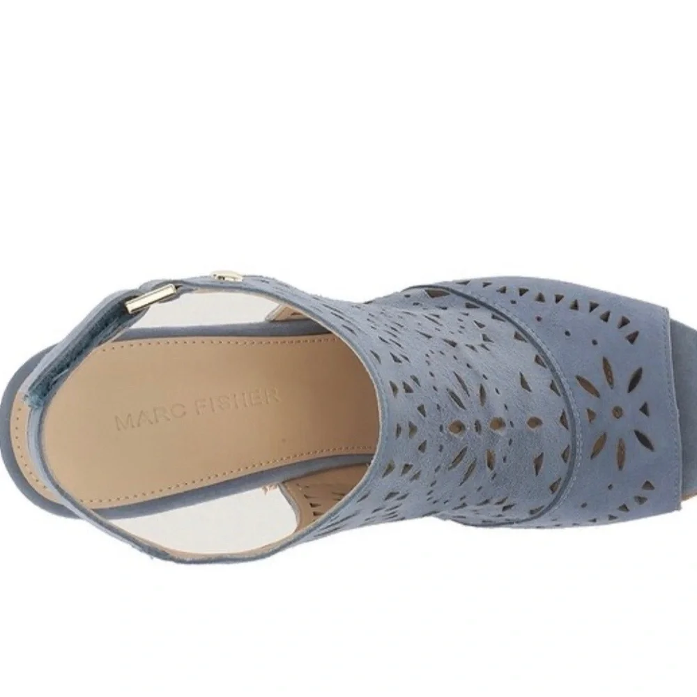 Marc Fisher Blue Wedge Peep-Toe Shoes Size 10
